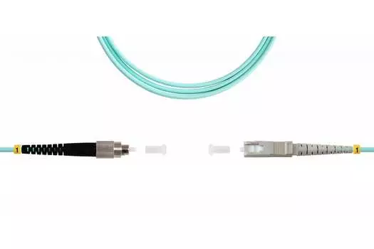Патч-корд оптический TopLan, FC/PC-SC/PC, многомодовый, 50/125, OM3, одинарный, 50м, бирюзовый (PC-TOP-OM3-FC/P-SC/P-50)