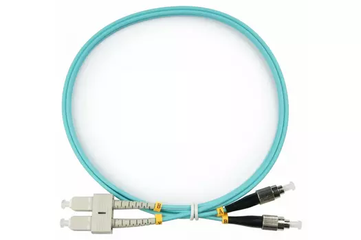 Патч-корд оптический TopLan, FC/PC-SC/PC, многомодовый, 50/125, OM3, двойной, 15м, бирюзовый (DPC-TOP-OM3-FC/P-SC/P-15)