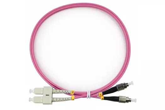 Патч-корд оптический TopLan, FC/PC-SC/PC, многомодовый, 50/125, OM4, двойной, 15м, розовый (DPC-TOP-OM4-FC/P-SC/P-15)