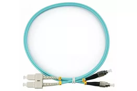 Патч-корд оптический TopLan, FC/PC-SC/PC, многомодовый, 50/125, OM3, двойной, 100м, бирюзовый (DPC-TOP-OM3-FC/P-SC/P-100)