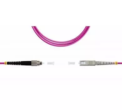 Патч-корд оптический TopLan, FC/PC-SC/PC, многомодовый, 50/125, OM4, одинарный, 150м, розовый (PC-TOP-OM4-FC/P-SC/P-150)