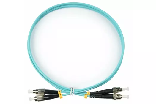 Патч-корд оптический TopLan, FC/PC-ST/PC, многомодовый, 50/125, OM3, двойной, 1м, бирюзовый (DPC-TOP-OM3-FC/P-ST/P-1.0)