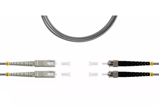 Патч-корд оптический TopLan, FC/PC-ST/PC, многомодовый, 62.5/125, OM1, двойной, 100м, серый (DPC-TOP-OM1-FC/P-ST/P-100)