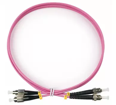 Патч-корд оптический TopLan, FC/PC-ST/PC, многомодовый, 50/125, OM4, двойной, 150м, розовый (DPC-TOP-OM4-FC/P-ST/P-150)