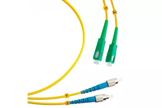 Патч-корд оптический TopLan, FC/UPC-SC/APC, одномодовый, 9/125, OS2, двойной, 15м, желтый (DPC-TOP-657A1-FC/U-SC/A-15)