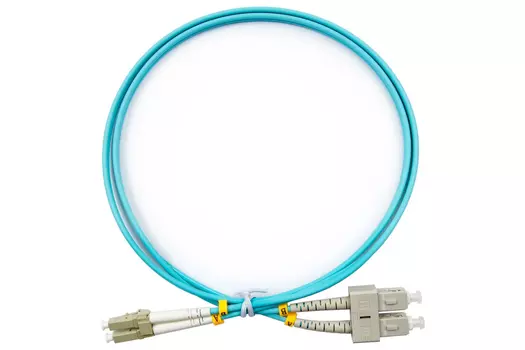 Патч-корд оптический TopLan, LC/PC-SC/PC, многомодовый, 50/125, OM3, двойной, 3м, бирюзовый (DPC-TOP-OM3-LC/P-SC/P-3.0)
