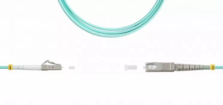 Патч-корд оптический TopLan, LC/PC-SC/PC, многомодовый, 50/125, OM3, одинарный, 1м, голубой (PC-TOP-OM3-LC/P-SC/P-1.0)