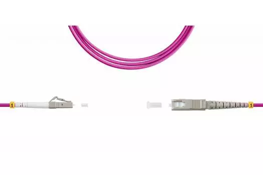 Патч-корд оптический TopLan, LC/PC-SC/PC, многомодовый, 50/125, OM4, одинарный, 15м, розовый (PC-TOP-OM4-LC/P-SC/P-15)