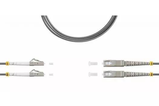 Патч-корд оптический TopLan, LC/PC-SC/PC, многомодовый, 62.5/125, OM1, двойной, 10м, серый (DPC-TOP-OM1-LC/P-SC/P-10)