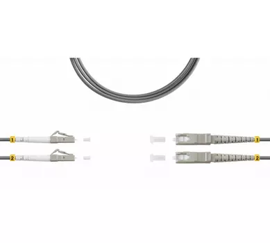 Патч-корд оптический TopLan, LC/PC-SC/PC, многомодовый, 62.5/125, OM1, двойной, 120м, серый (DPC-TOP-OM1-LC/P-SC/P-120)