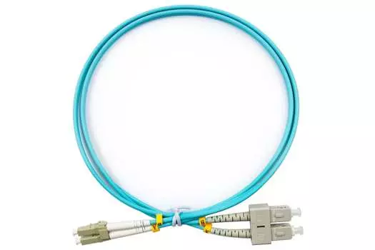 Патч-корд оптический TopLan, LC/PC-SC/PC, многомодовый, 50/125, OM3, двойной, 50м, бирюзовый (DPC-TOP-OM3-LC/P-SC/P-50)