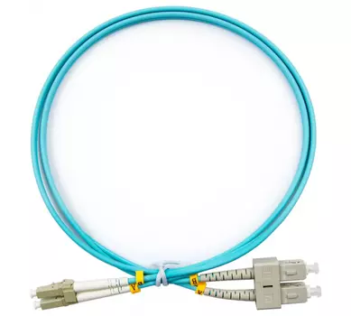 Патч-корд оптический TopLan, LC/PC-SC/PC, многомодовый, 50/125, OM3, двойной, 120м, голубой (DPC-TOP-OM3-LC/P-SC/P-120)