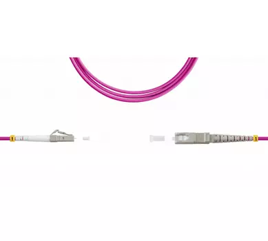 Патч-корд оптический TopLan, LC/PC-SC/PC, многомодовый, 50/125, OM4, одинарный, 100м, розовый (PC-TOP-OM4-LC/P-SC/P-100)