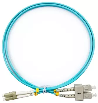 Патч-корд оптический TopLan, LC/PC-SC/PC, многомодовый, 50/125, OM3, двойной, 10м, голубой (DPC-TOP-OM3-LC/P-SC/P-10)