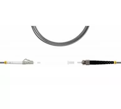 Патч-корд оптический TopLan, LC/PC-ST/PC, многомодовый, 62.5/125, OM1, одинарный, 100м, серый (PC-TOP-OM1-LC/P-ST/P-100)