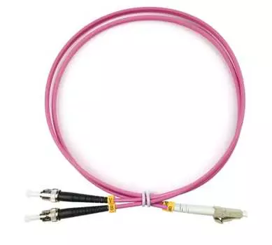 Патч-корд оптический TopLan, LC/PC-ST/PC, многомодовый, 50/125, OM4, двойной, 150м, розовый (DPC-TOP-OM4-LC/P-ST/P-150)