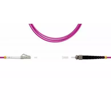 Патч-корд оптический TopLan, LC/PC-ST/PC, многомодовый, 50/125, OM4, одинарный, 150м, розовый (PC-TOP-OM4-LC/P-ST/P-150)