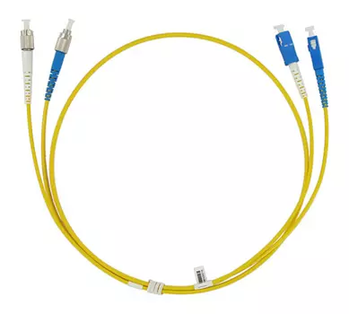 Патч-корд оптический TopLan, LC/UPC-ST/UPC, одномодовый, 9/125, OS2, двойной, 3м, желтый (DPC-TOP-652-LC/U-ST/U-3.0)