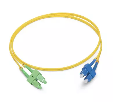 Патч-корд оптический TopLan, SC/APC-SC/UPC, одномодовый, 9/125, OS2, двойной, 150м, желтый (DPC-TOP-652-SC/A-SC/U-150)