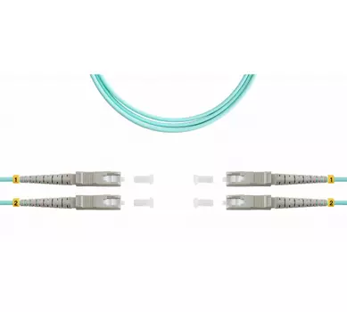 Патч-корд оптический TopLan, SC/PC-SC/PC, многомодовый, 50/125, OM3, двойной, 2м, голубой (DPC-TOP-OM3-SC/P-SC/P-2.0)