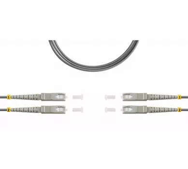 Патч-корд оптический TopLan, SC/PC-SC/PC, многомодовый, 62.5/125, OM1, двойной, 100м, серый (DPC-TOP-OM1-SC/P-SC/P-100)