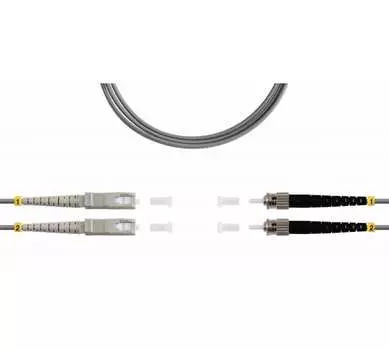 Патч-корд оптический TopLan, SC/PC-ST/PC, многомодовый, 62.5/125, OM1, двойной, 150м, серый (DPC-TOP-OM1-SC/P-ST/P-150)