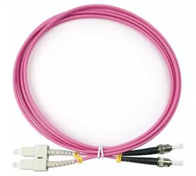 Патч-корд оптический TopLan, SC/PC-ST/PC, многомодовый, 50/125, OM4, двойной, 150м, розовый (DPC-TOP-OM4-SC/P-ST/P-150)