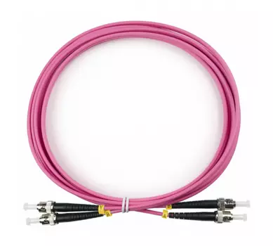 Патч-корд оптический TopLan, ST/PC-ST/PC, многомодовый, 50/125, OM4, двойной, 15м, пурпурный (DPC-TOP-OM4-ST/P-ST/P-15)