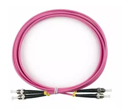 Патч-корд оптический TopLan, ST/PC-ST/PC, многомодовый, 50/125, OM4, двойной, 150м, розовый (DPC-TOP-OM4-ST/P-ST/P-150)