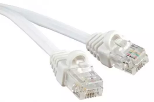 Патч-корд телефонный, 2 м, RJ12-RJ12, белый, CU, плоский, Cabeus (PC-TEL-RJ12-2m)