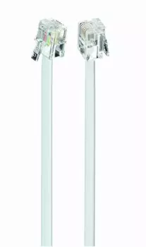 Патч-корд телефонный, 2м, RJ11-RJ11, белый, Cablexpert (TC6P4C-2M)