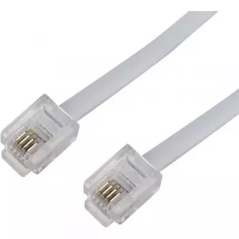 Патч-корд удлинитель телефонный, 2 м, RJ11-RJ11, белый, CU, плоский, REXANT (18-3021)
