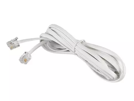 Патч-корд удлинитель телефонный, 3 м, RJ11-RJ11, белый, CU, плоский, Netko (TEC-03M-W-PB)