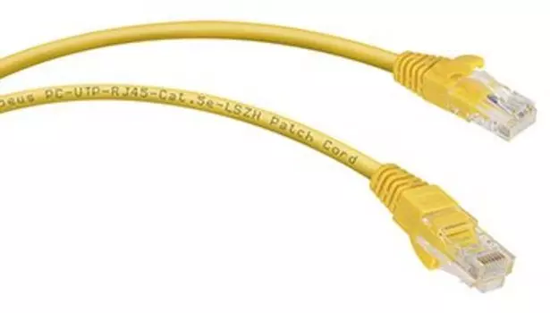 Патч-корд UTP кат.5e, 0.3 м, RJ45-RJ45, желтый, CU, LSZH, Cabeus (PC-UTP-RJ45-Cat.5e-0.3m-YL-LSZH)