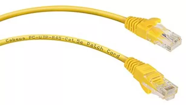 Патч-корд UTP кат.5e, 0.5 м, RJ45-RJ45, желтый, CU, Cabeus (PC-UTP-RJ45-Cat.5e-0.5m-YL)