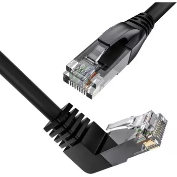Патч-корд UTP кат.5e, 10 м, RJ45-RJ45 угловой, черный, Greenconnect (GCR) (GCR-53935)