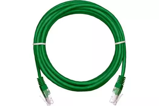 Патч-корд UTP кат.5e, 10 м, RJ45-RJ45, зеленый, CU, 5 шт., NETLAN EC-PC4UD55B-BC-PVC-100-GN-5