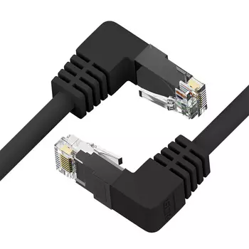 Патч-корд UTP кат.5e, 15 м, RJ45-RJ45 угловой, черный, Greenconnect (GCR) (GCR-53952)