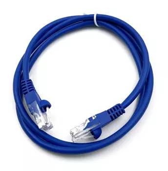Патч-корд UTP кат.5e, 1м, RJ45-RJ45, синий, Buro