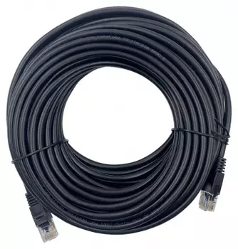 Патч-корд UTP кат.5e, 20м, RJ45-RJ45, черный, CCA, Buro (1645952)