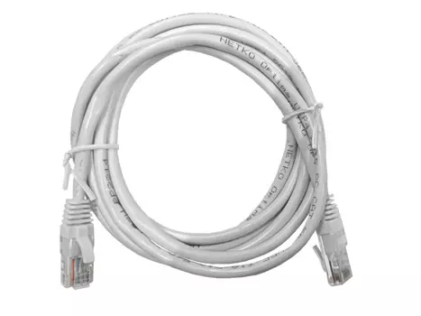 Патч-корд UTP кат.5e, 2 м, RJ45-RJ45, белый, CU, LSZH, Netko Optima (N.BC.UTP.5e-2.0m-0-lszh)