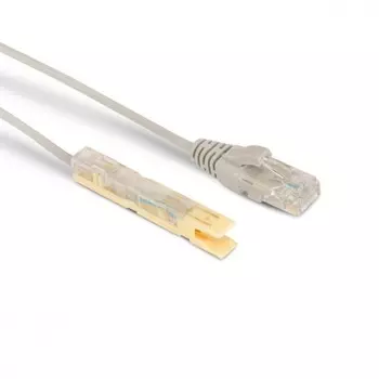 Патч-корд UTP кат.5e, 2м, RJ45-110, серый, LSZH, экранированный, Hyperline (PC-110-RJ45-1P-CX-2M-LSZH-GY)