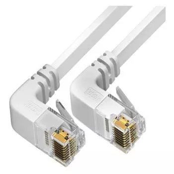 Патч-корд UTP кат.6, 1 м, RJ45-RJ45 угловой, белый, плоский, Greenconnect (GCR) (GCR-54612)