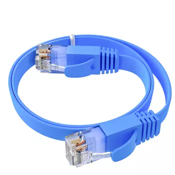 Патч-корд UTP кат.6, 1м, RJ45-RJ45, синий, CU, плоский, Greenconnect PROF GCR-53085 (GCR-53085)