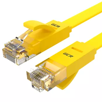Патч-корд UTP кат.6 1м, RJ45-RJ45, желтый, плоский, Greenconnect (GCR-LNC622-1.0m)