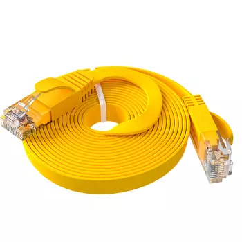 Патч-корд UTP кат.6, 20м, RJ45-RJ45, желтый, CU, плоский, Greenconnect PROF GCR-52828 (GCR-52828)