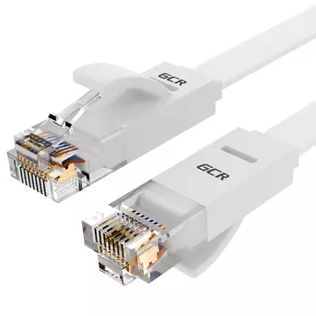 Патч-корд UTP кат.6, 2м, RJ45-RJ45, белый, плоский, Greenconnect PROF (GCR-51791)
