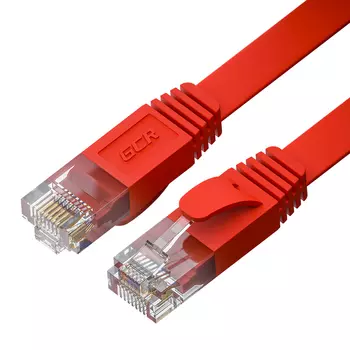 Патч-корд UTP кат.6, 2м, RJ45-RJ45, красный, CU, плоский, GCR GCR-LNC65 (GCR-52859)