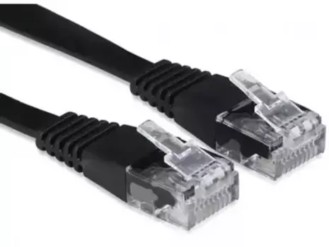 Патч-корд UTP кат.6, 3 м, RJ45-RJ45, черный, плоский, Buro FLAT (BU-C6-FLAT-3M-B)