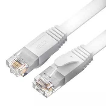 Патч-корд UTP кат.6, 3м, RJ45-RJ45, белый, плоский, GCR (GCR-LNC65/GCR-52867)